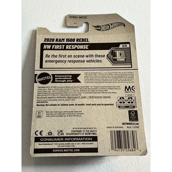 Hot Wheels 2024 Ram 1500 Rebel First Response 3/5 Diecast Truck NOC - Picture 2 of 7